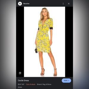 Rag & Bone Cecile Dress - yellow floral (size XS)